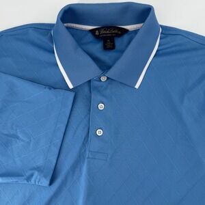 Brooks Brothers Mens XL Blue Diamond Jacquard Polo Shirt Short Sleeve